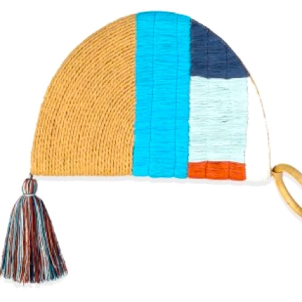 NWT! Roller Rabbit Pandita Clutch Raffia Straw Bag